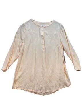 NWT Liz Claiborne Womens Apricot Sherbet Tunic Blouse Yellow Medium Textured